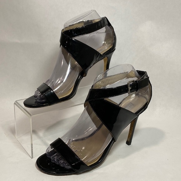 Charles David black open toe sandal leather cross strap ankle - Picture 2 of 12